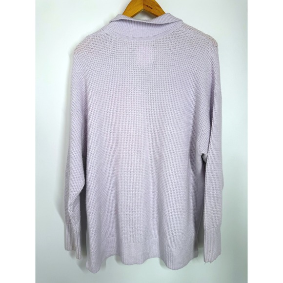 Aerie CozyUp Waffle Knit Polo Collared Pullover Sweater Lilac Oversized XS S M L - Picture 7 of 9